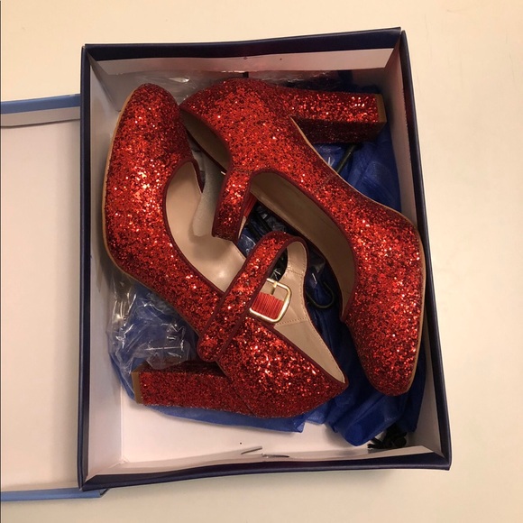 Yandy Red Glitter Mary Jane Heels - Picture 3 of 3